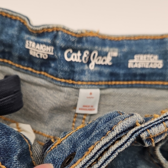 Cat & Jack Kid's Faded Blue Straight Jeans Adjustable Waist Size 6 - Picture 5 of 7